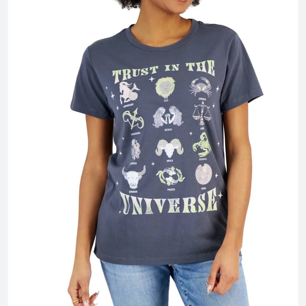 🐸NWT Grayson Threads Black Juniors' Trust In The Universe-Graphic T-Shirt, M